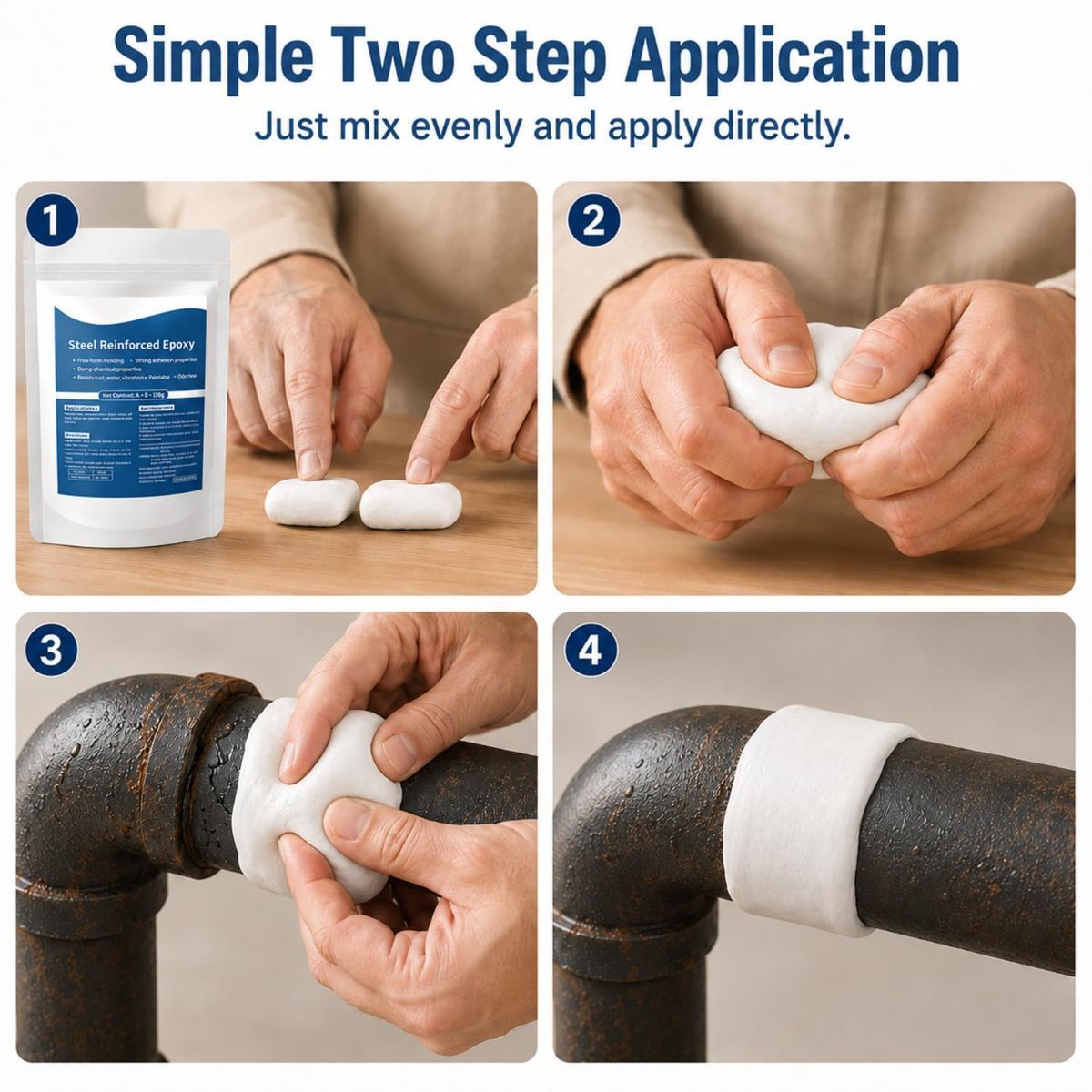 Epoxy Putty Fast Repair Clay, Repair Filler Putty for Metal Wood Ceramic Tile Stone Plastic, Crack Hole Filling & Permanent Surface Repair Putty - White - Size โ image 5