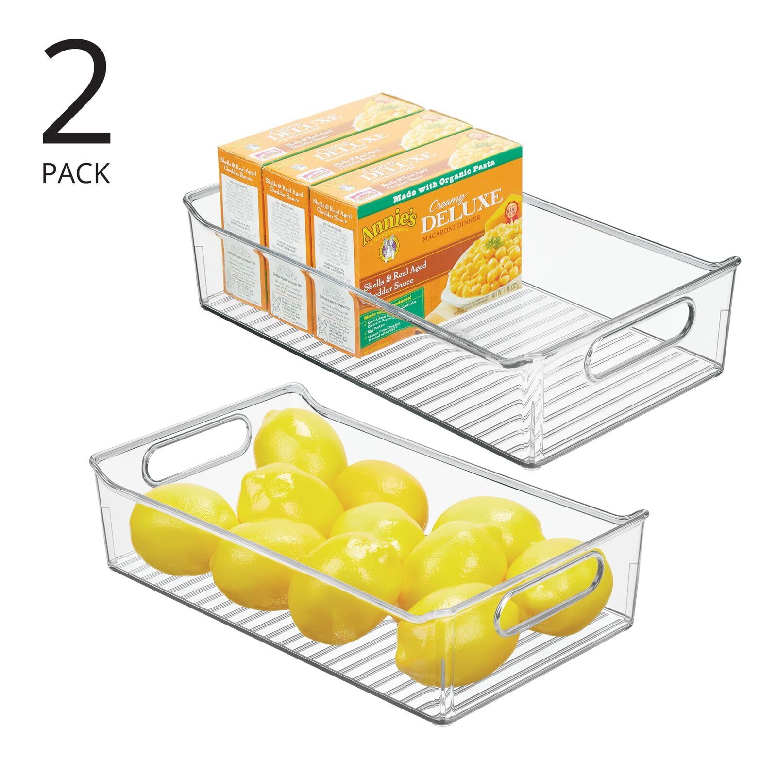 2pc Plastic Kitchen or Pantry Storage Bins with Handles - Organization in Cabinet, Fridge or Freezer - Fruit Container — image 3