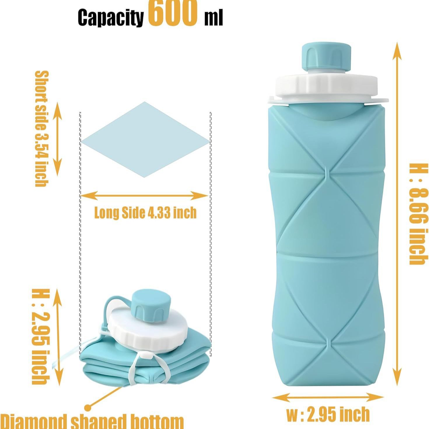 Collapsible Water Bottles Cups Leakproof Valve Reusable BPA Free Silicone Foldable Travel Water Bottle Cup for Gym Camping Hiking — image 3