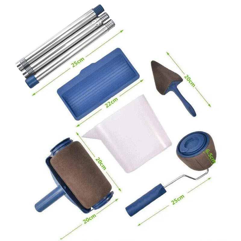 8Pcs/Set Pro Paint Roller Brush Handle Flocked Edger Wall Painting Hand Tool — image 3