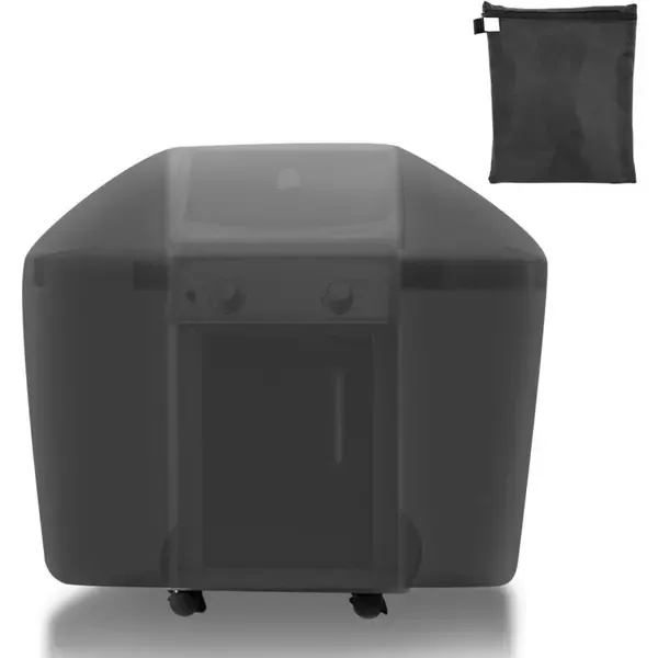 Waterproof 210D Oxford Grill Cover with PVC Coating, UV and Wind Resistant Protection for Outdoor BBQ Grills, Black, 190 × 71 × 117 cm