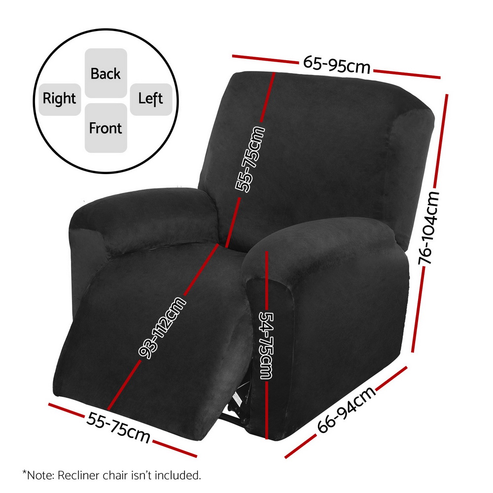 Artiss Recliner Chair Covers 1 Seater Velvet Black โ image 2
