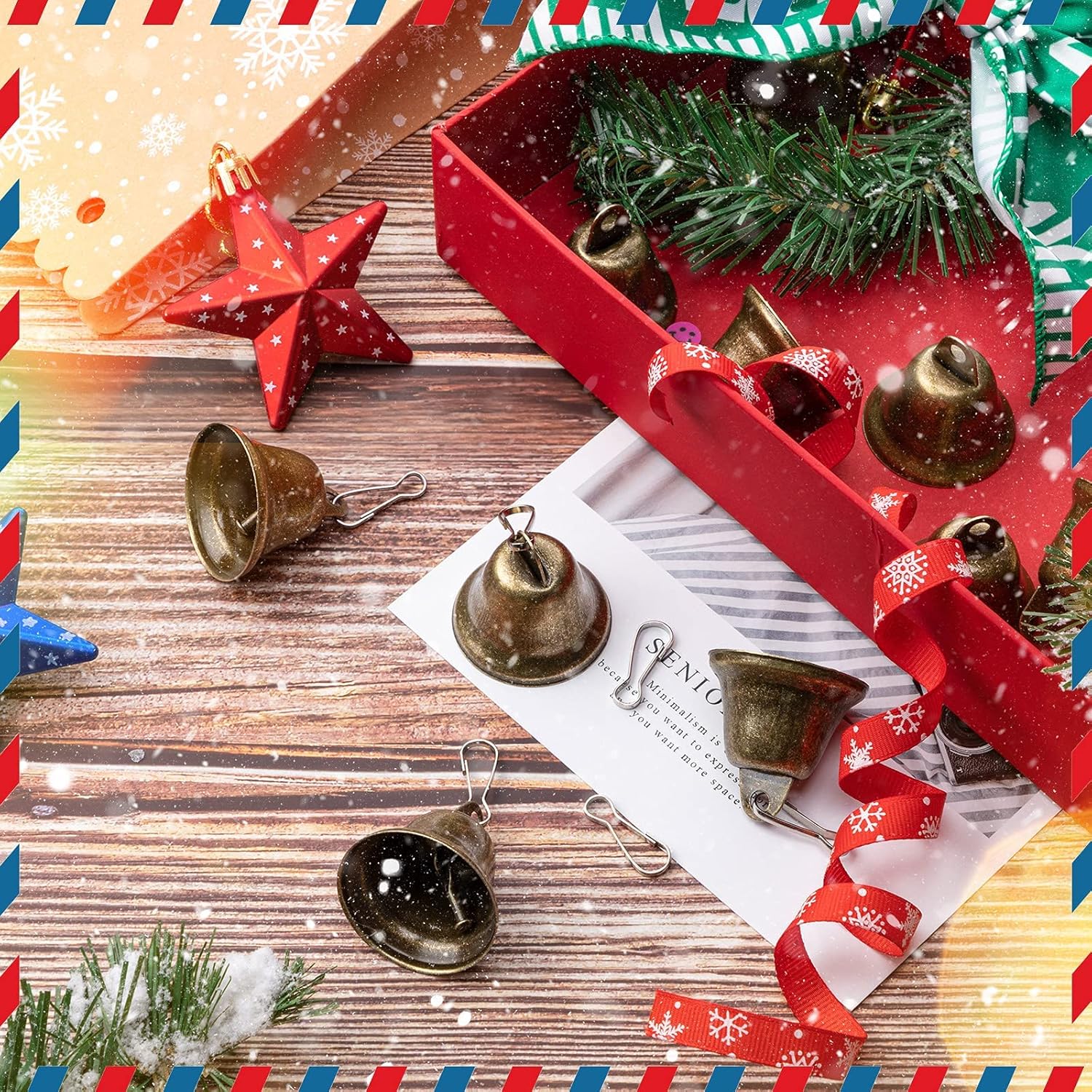 30 Pieces Craft Bells Small Brass Bells for Crafts Vintage Bells with Spring Hooks for Hanging Wind Chimes Making Dog Training Doorbell Christmas Tree Wedding — image 3