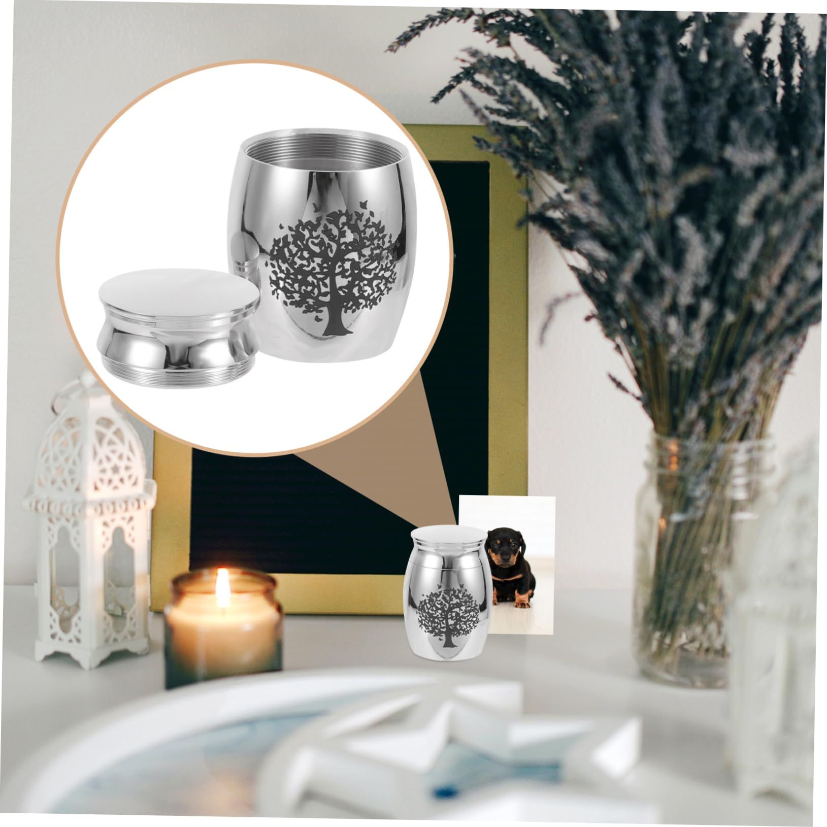 Decoration for burying cat ashes, puppy memorial hall, cat funeral, pet daddy, stainless steel mini storage jar — image 5