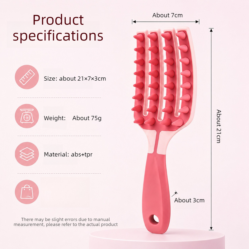 Two-Tone TPR Scalp Massage Shampoo Brush, Wet & Dry Hair Cleaning Comb for Itch Relief & Dandruff Removal—Purple — image 4