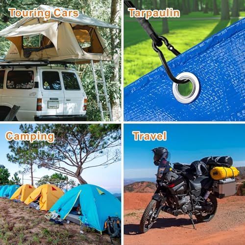 8 Pcs 48in Bungee Cords with Carabiner Hooks Heavy Duty, Outdoor Black Bungee Straps, Strong Industrial Grade Elastic Bungee Rope for Securing Tarps, Luggage โ image 6