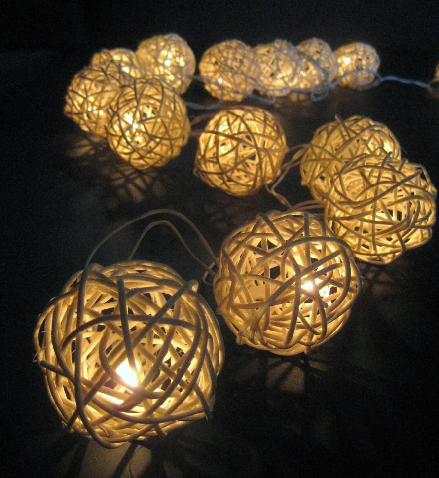 1 Set of 20 LED Cream White 5cm Rattan Cane Ball Battery Powered String Lights Christmas Gift Home Wedding Party Bedroom Decoration Table Centrepiece โ image 5