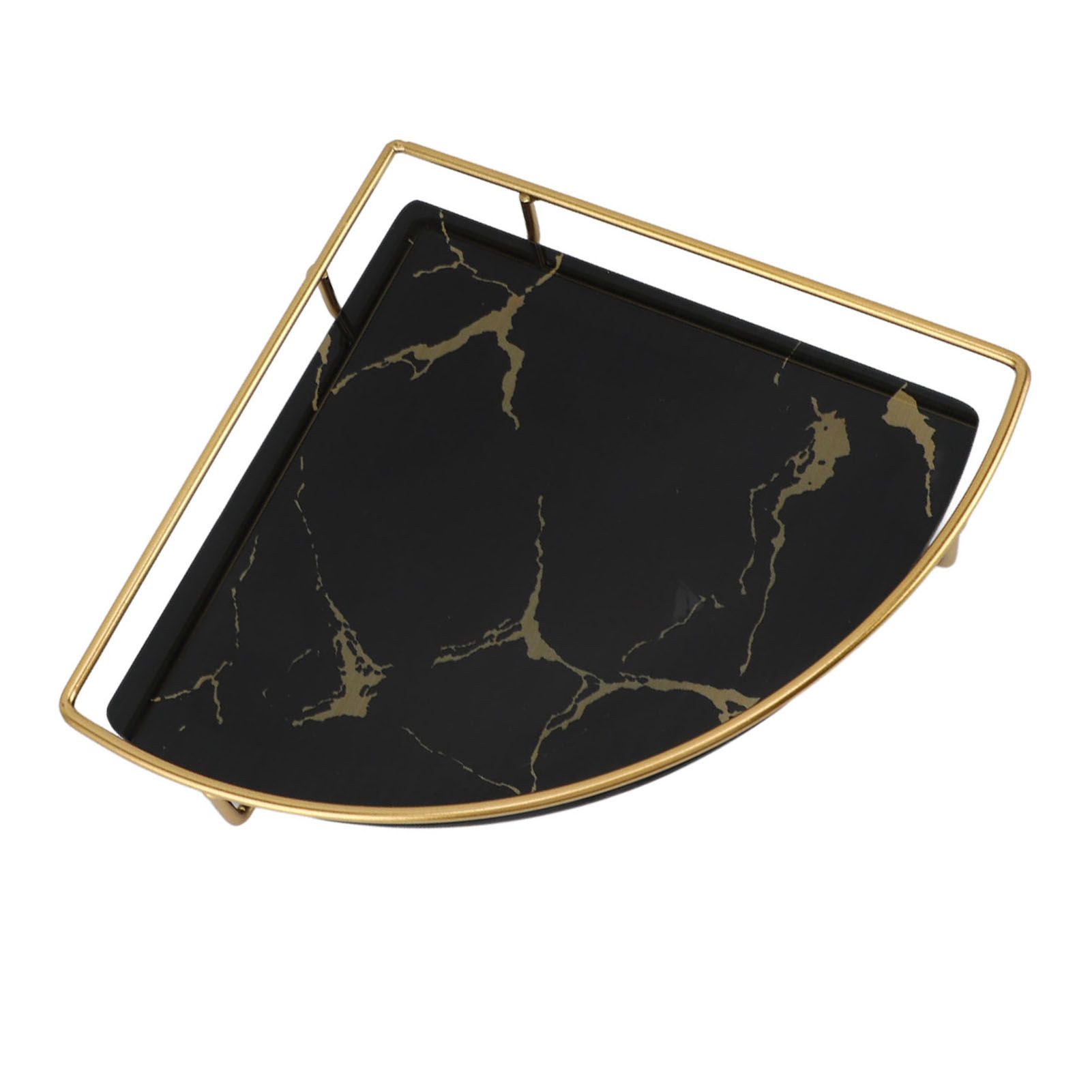 Bathroom Storage Tray Light Luxury Decorative Golden Texture Triangle Bathroom Organiser Tray for Soap Towel Paper Napkins Jewellery Makeup Black โ image 3