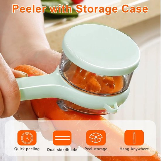 Vegetable Peeler - Fruit and Vegetable Peeler - with Storage Box - Safe and Efficient - Double-Sided Sharp Stainless Steel Blades - Easy to Clean - Process — image 4