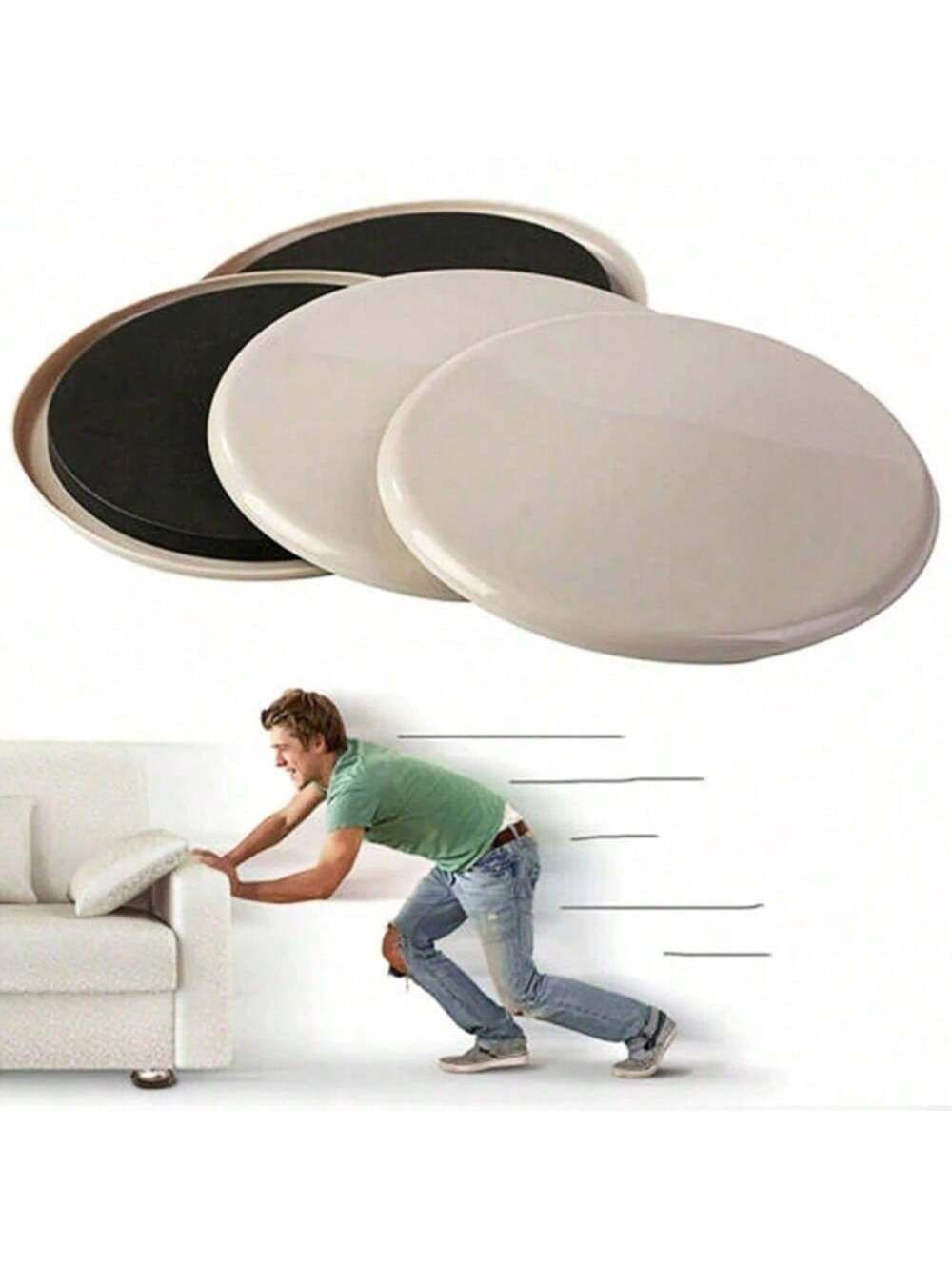 8Pcs Furniture Sliders – 3.5 Inch Heavy Duty Moving Pads, Plastic Chair Leg Floor Protectors for Hardwood Floors, Reusable Round Gliders