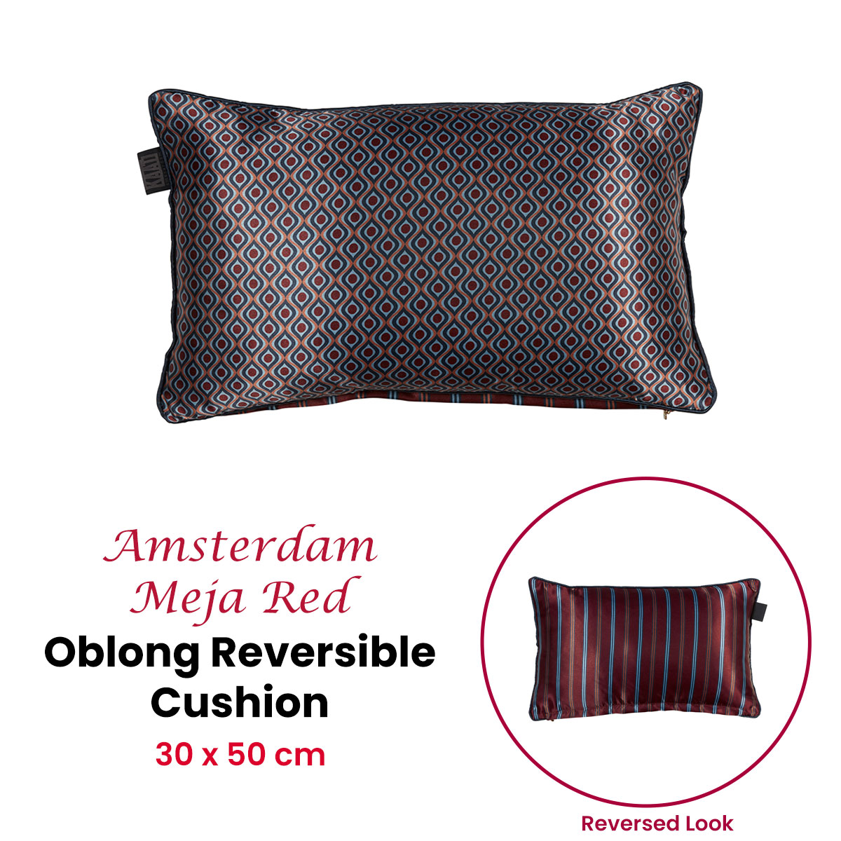 KAAT Amsterdam Meja Red Reversible Oblong Filled Cushion 30cm x 50cm โ image 2