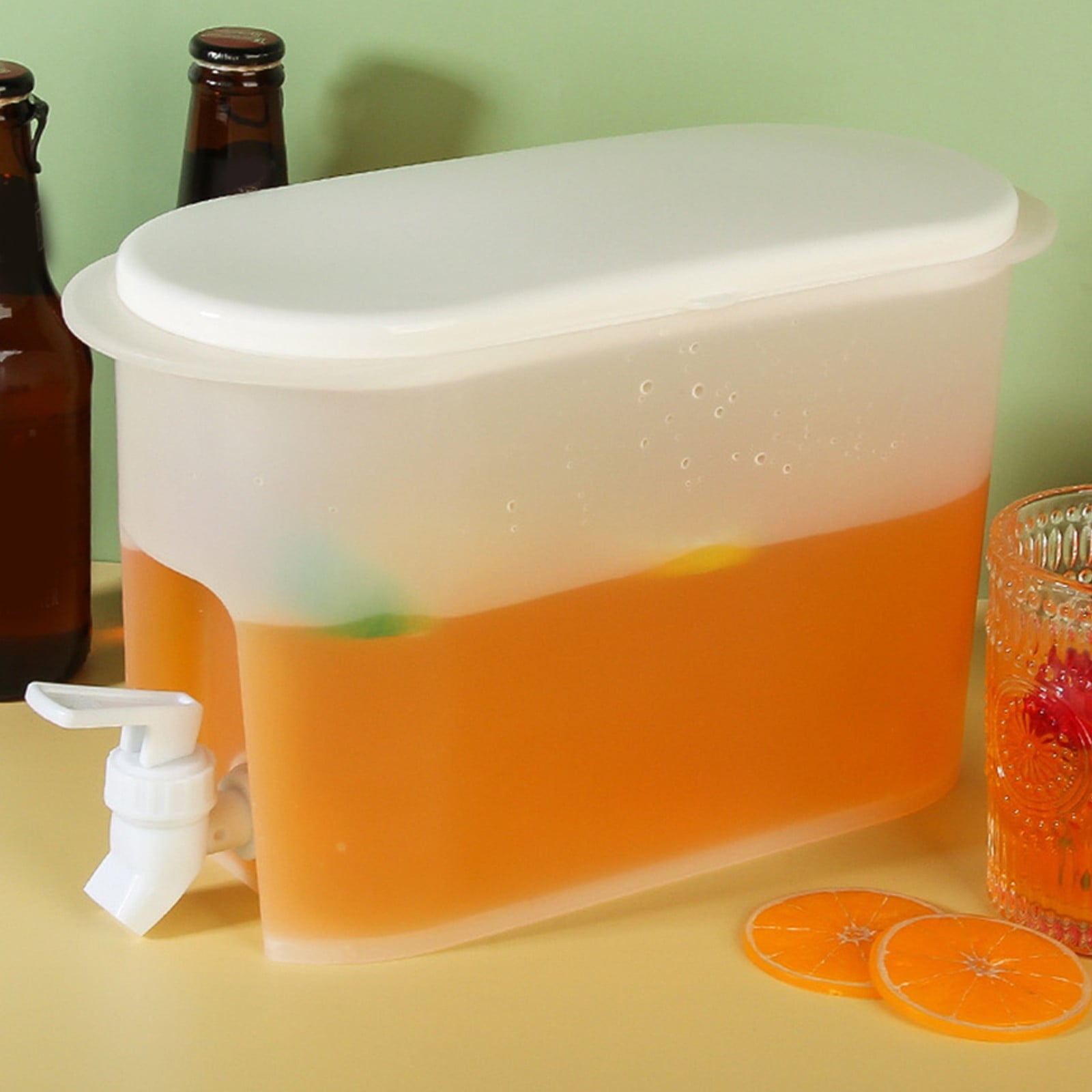 Beverage Drink Dispenser for Fridge, Plastic Beverage Dispenser with Spigot, Juice Container Sealed, Cold Hot Drink Jug for Christmas Party Supplies, Outdoor — image 4