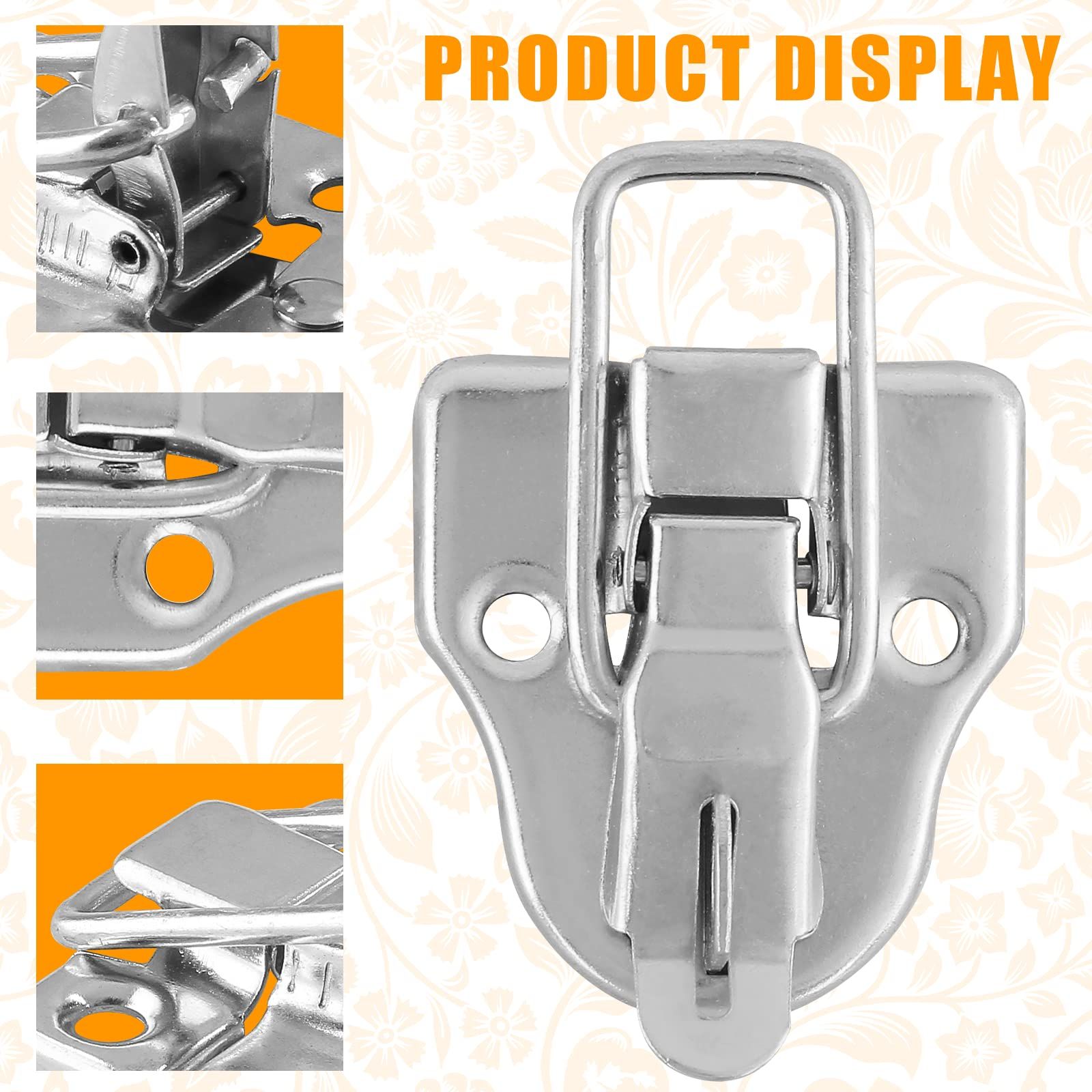2Pcs Modern Silver Style Duckbilled Hasp Clasp Latch Lock Box Toggle Latch with Padlock Hole for Jewelry Box Cabinet — image 3