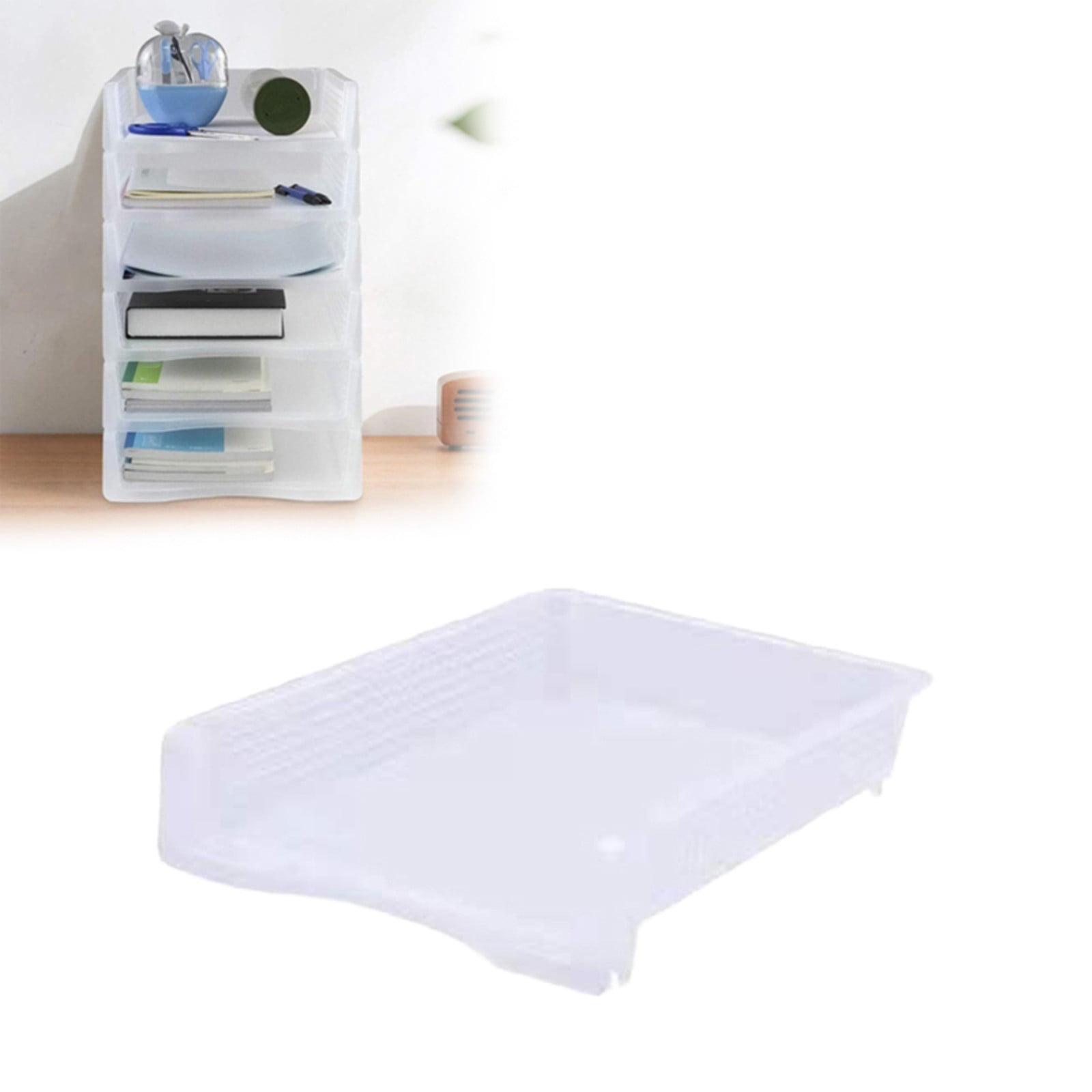 Stackable Paper Trays, Heavy Duty Rectangular Plastic Desk Holder Desktop Document File Organizer Storage Letter for Office Classroom (Clear) 12.8 × 9.84 ×