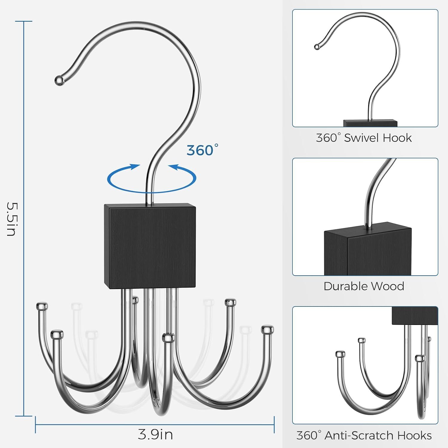 3 Piece Rotating Belt Hanger Holds up to 24 Belts โ image 5