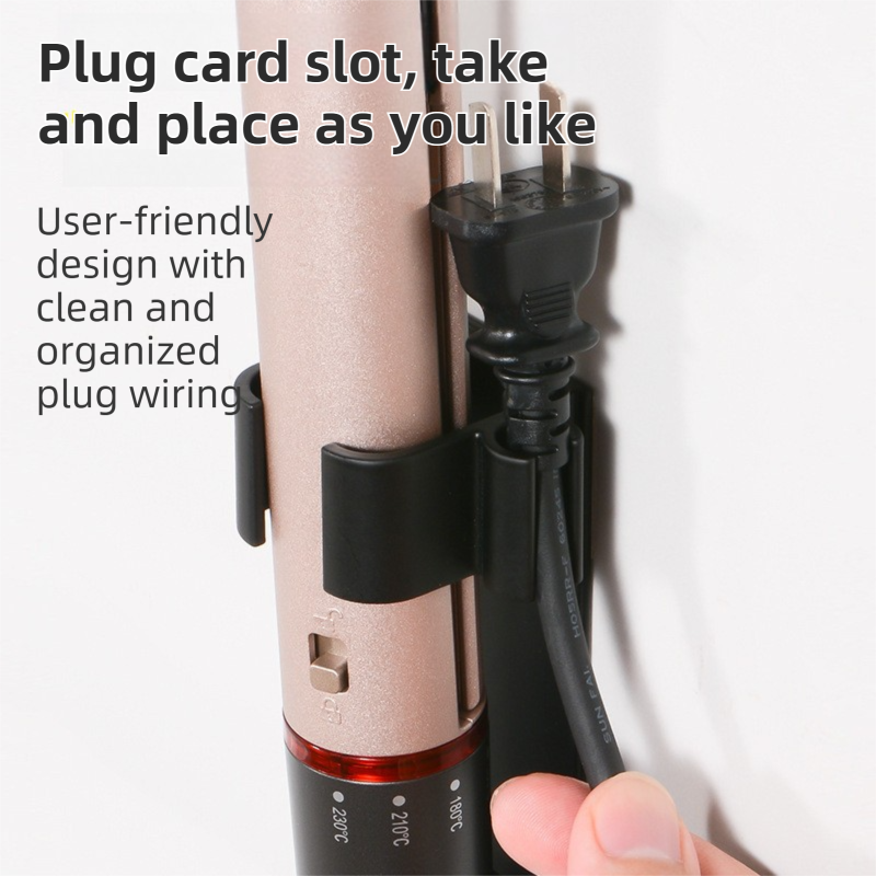 Large White Wall-Mounted Aluminum Curling Iron Holder with Tidy Cord - Heat-Resistant Hair Straightener Storage Rack for Diameter ≥ 36mm — image 3