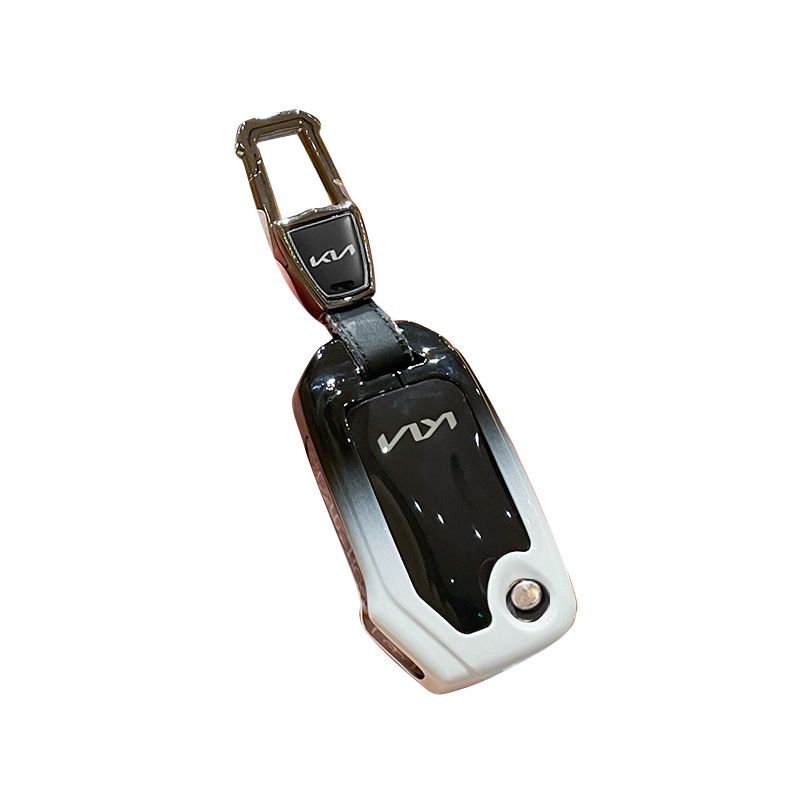 Kia Key Cover Fragrant Car Island H3 Gradient Black Standard H4 key gradient black and white single pack + metal buckle — image 6