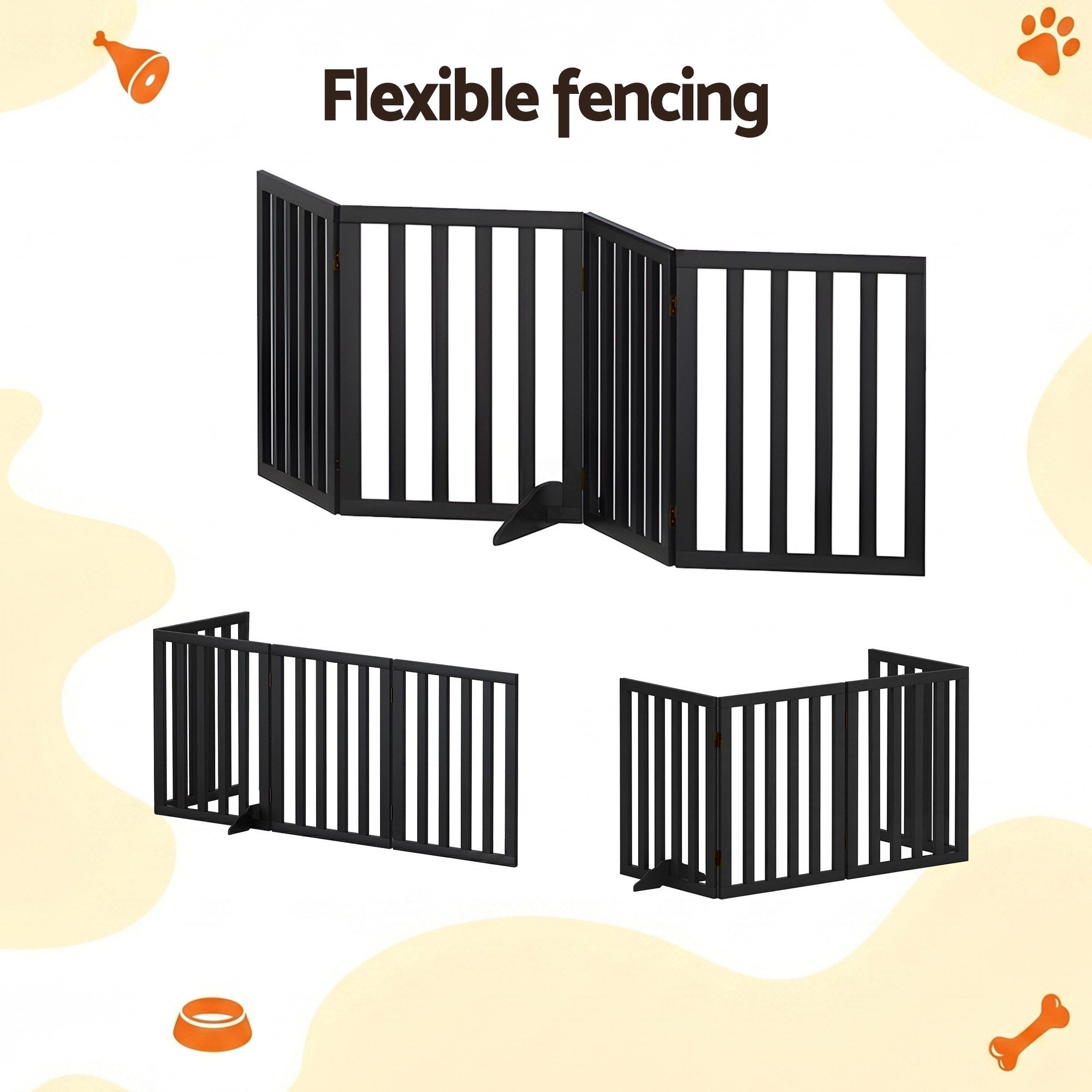 i.Pet Dog Gate Playpen Enclosure 4 Panels Pet Door Fence Wooden Play Pen Stair — image 5