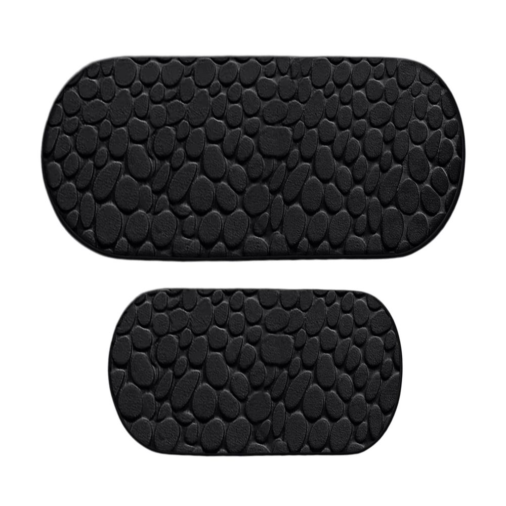 Memory Foam Bath Mats - Super Absorbent Non-Slip Polyester Bathroom Rugs for Comfort and Support, Ideal for Various Home Spaces, 2-Piece Set,Black
