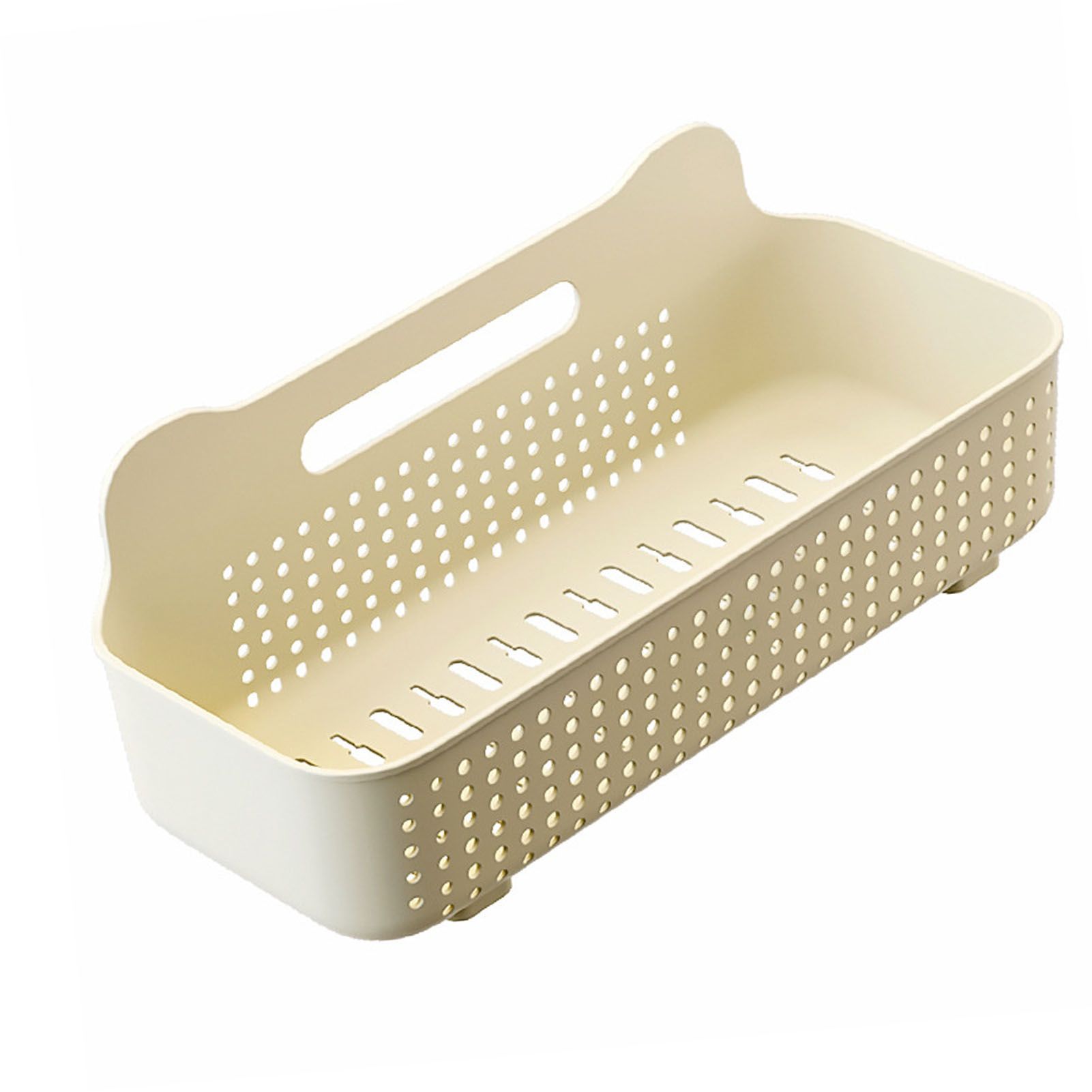 Wall Mounted Shower Shelf Caddy PP Punch Free Strong Bearing Multifunctional Bathroom Rack Cream Color L
