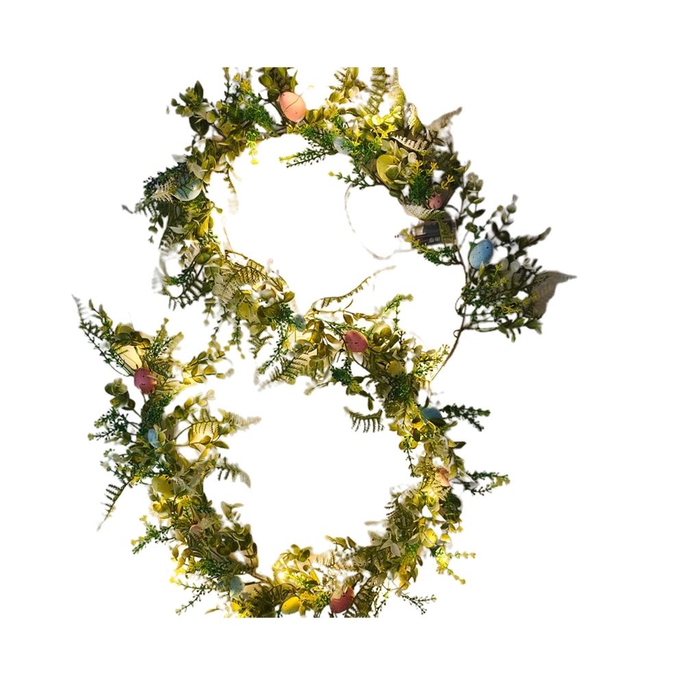 75 Inch Easter Garland, Faux Spring Vine with Easter Eggs Berries for Rustic Mantle Kitchen Fireplace Wall Window Arch Home Table Tree Decoration Easter Decor