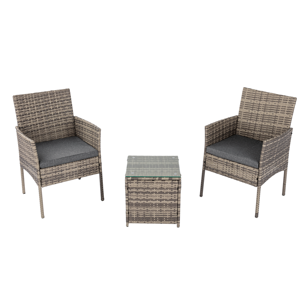 2 Seater PE Rattan Outdoor Furniture Chat Set- Mixed Grey โ image 3