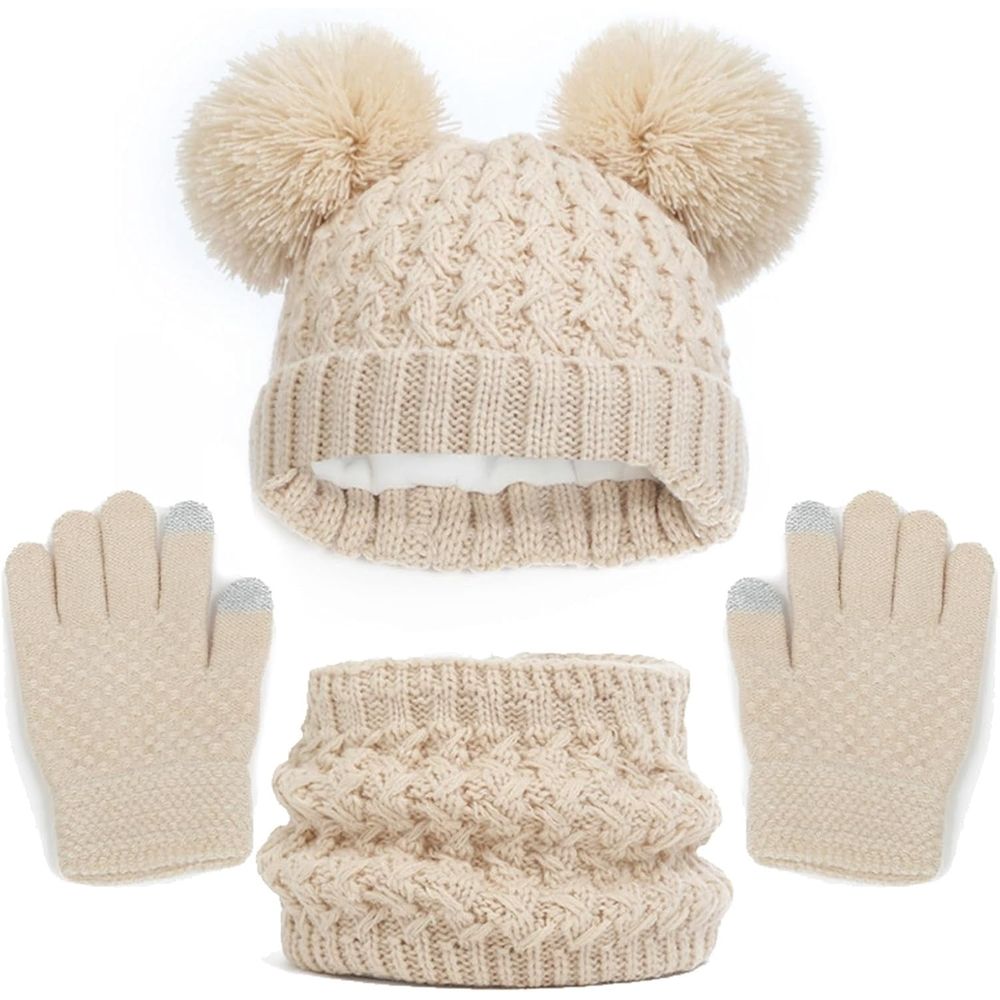 Kids Hats Winter Gloves Scarf Set Girls Toddler Children Hats With Pom Knit Neck Warmer Gaiter Kids Wrestling