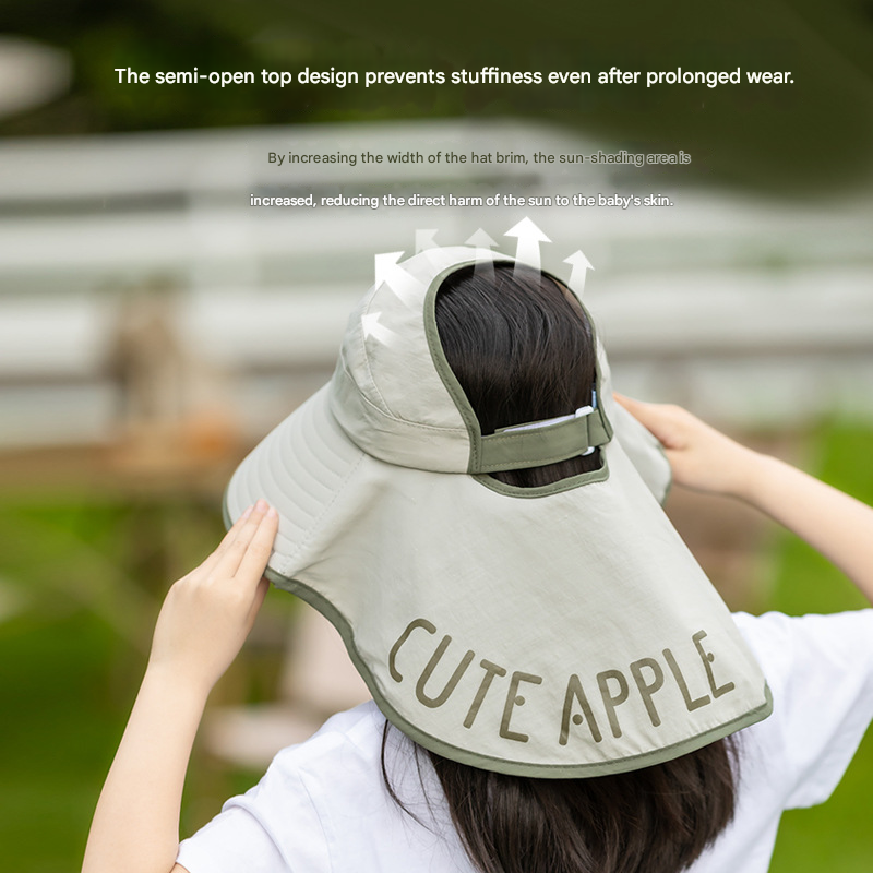 Red Kids UV Protection Sun Hat - Breathable Wide Brim Bucket Hat with Neck Flap for Summer Beach & Outdoor Play โ image 2