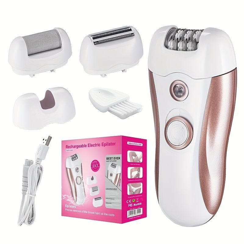 4-in-1 women's hair removal, electric epilator, shaver, foot file, trimmer, USB rechargeable, IPX6 waterproof, body grooming, Australian women - Sky Blue β image 3