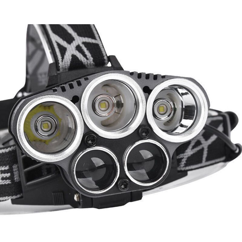 Rechargeable Headlamp 5 LED USB Head Torch 6 Modes Black — image 3