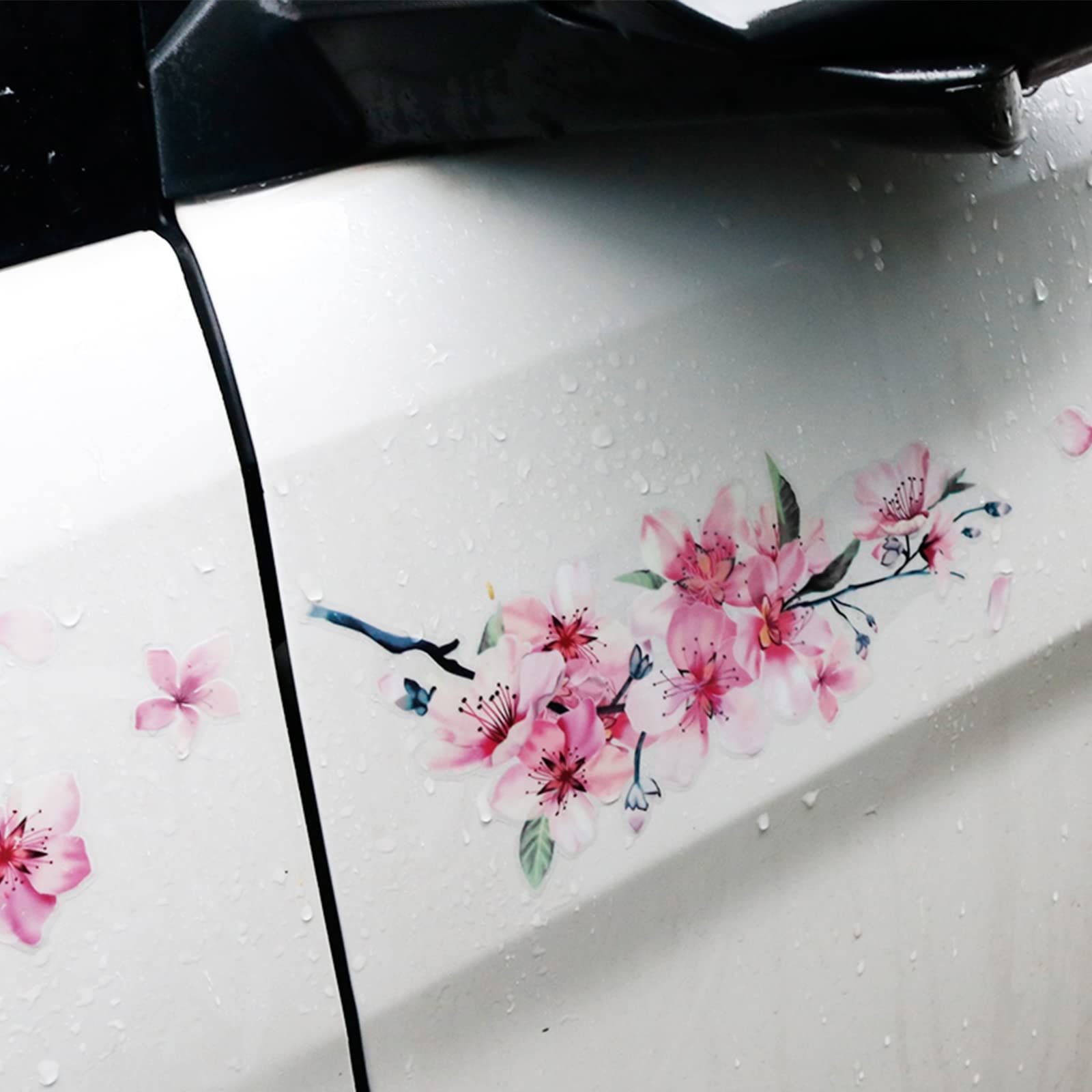 Cherry Blossom Car Sticker, Scratch Cover Pink Flower Bumper Decal for Automotive, Motocycle, Home Decor โ image 2