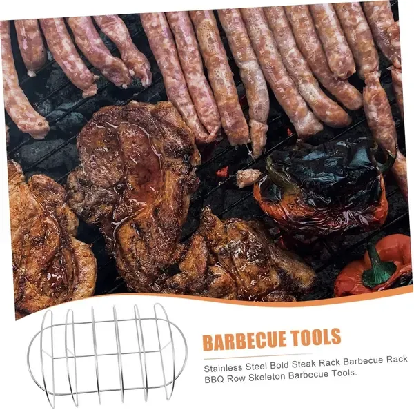 Stainless Steel BBQ Rib Rack, Non-Stick Holder for up to 5 Racks of Ribs, Outdoor Grilling, Camping and Oven Cooking, 38 cm — image 4
