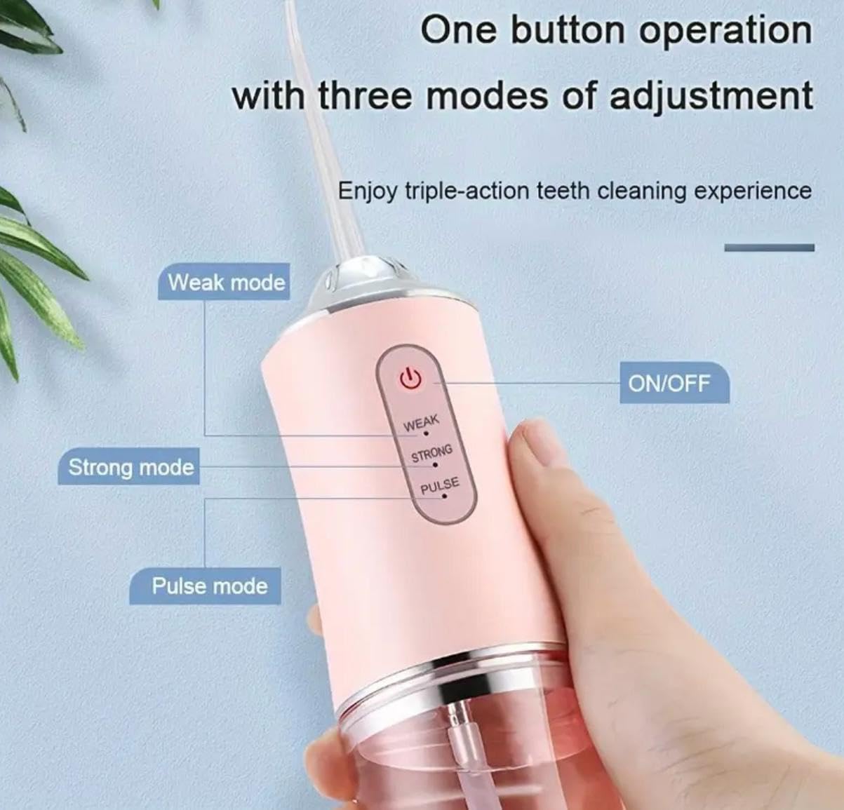 Pink Portable Water Flosser Oral Irrigator with 230ml Tank and 3 Modes Rechargeable IPX7 Waterproof Teeth Cleaner for Australian Home and Travel Use — image 2