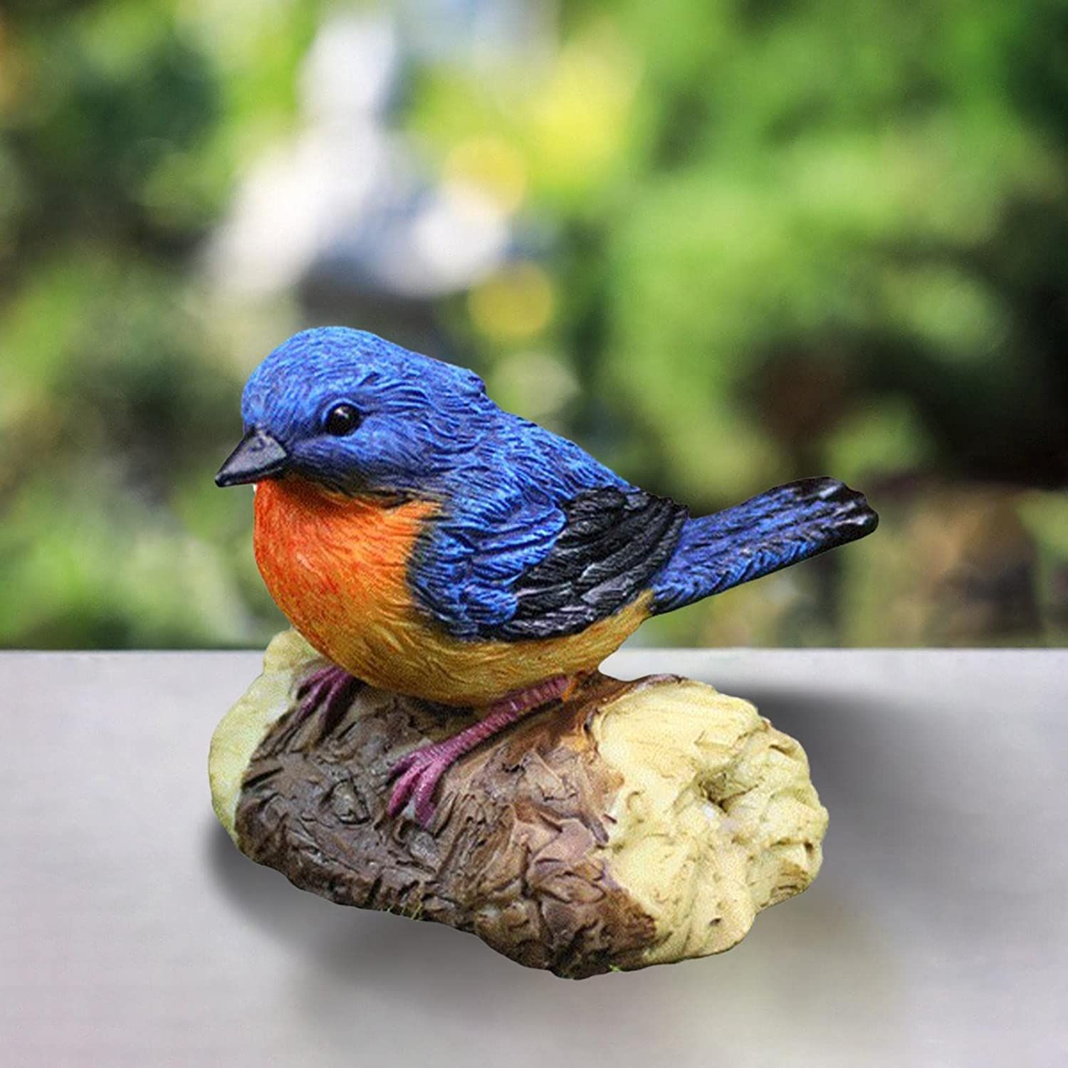 Bird Statue Resin Bird Figurines Bird Ornament for Home Office Wedding Party Table Decoration - Blue — image 2