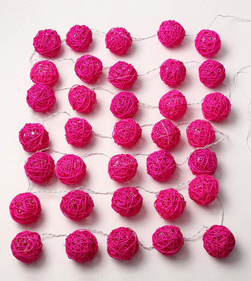 1 Set of Pink 5cm Rattan Cane 50 Ball Battery Powered LONG 5m String Lights Christmas Gift Home Wedding Party Bedroom Decoration Table Centrepiece โ image 4