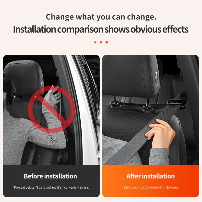 2Pcs Car Seat Belt Guide Buckle, Adjustable Fixed Seat Belt Clip, Comfort Driving Interior Accessory, Black — image 3