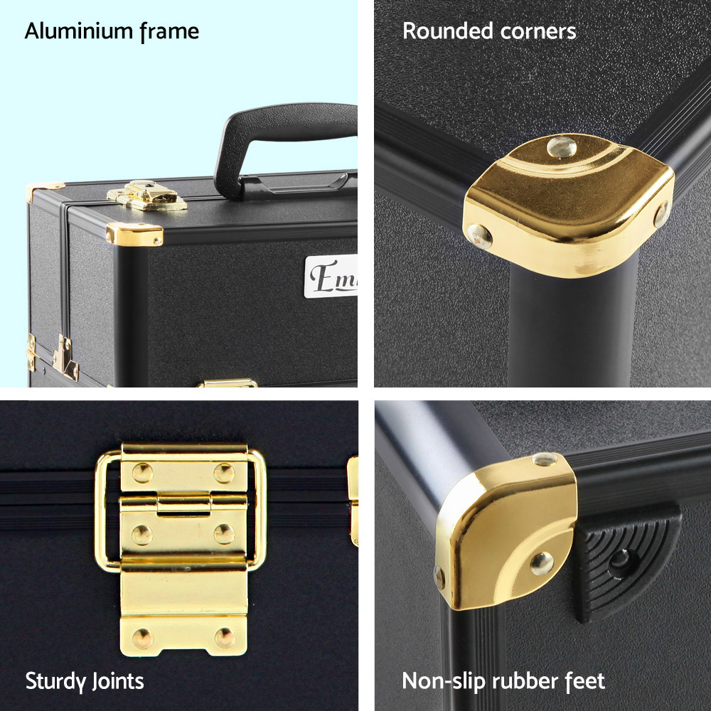 Embellir Portable Cosmetic Beauty Makeup Case - Black & Gold โ image 5
