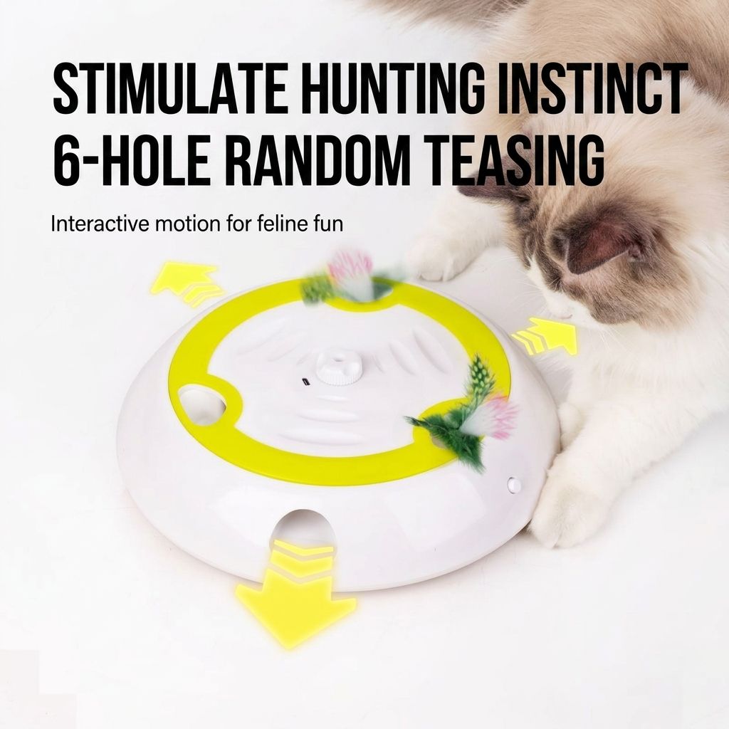 Interactive Electric Cat Toy with Feather Wand, 3 Replaceable Heads, Adjustable Speed, USB-C Rechargeable, Indoor Play for Boredom Relief and Hunting Instinct — image 6