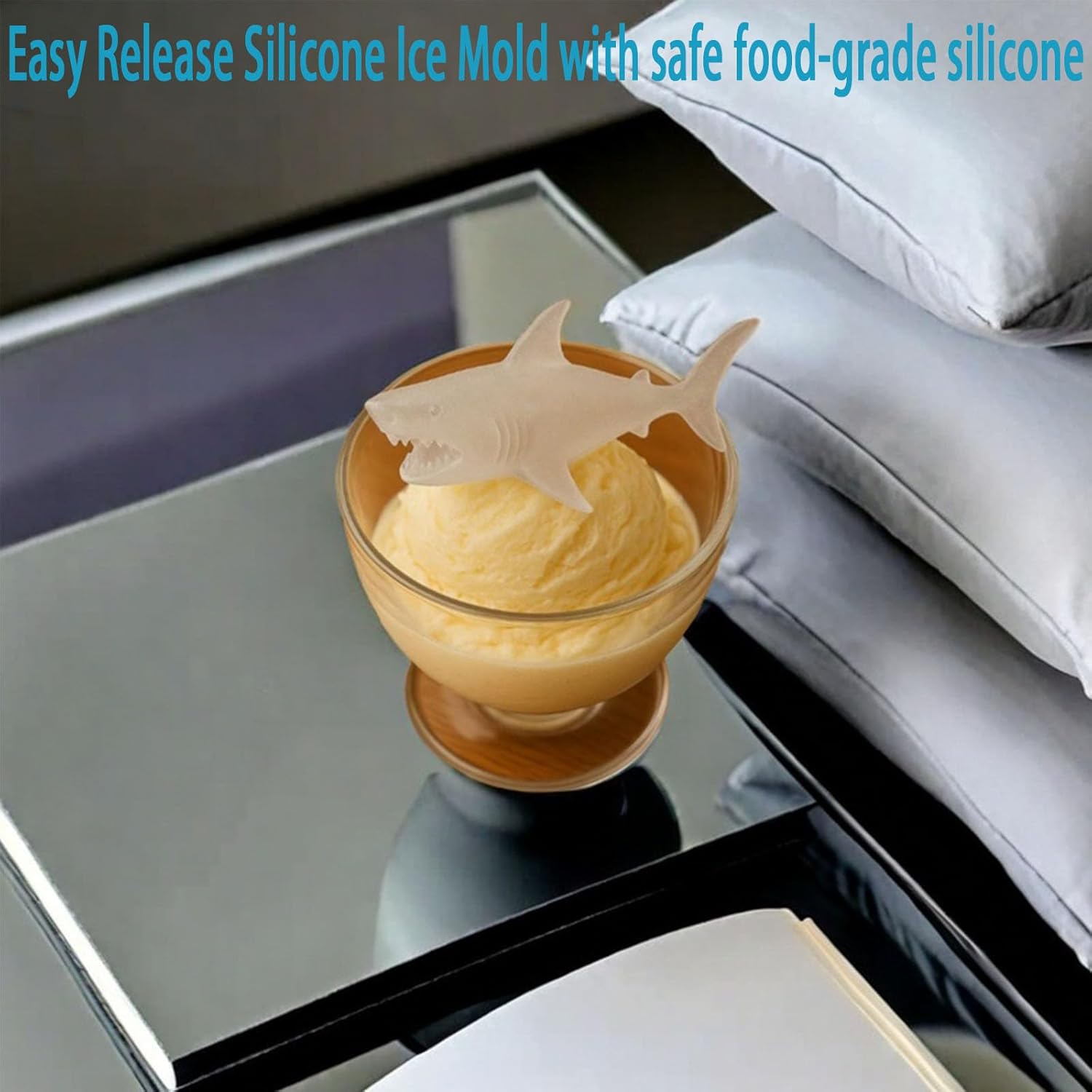 Shark Silicone Ice Molds - 3D Silicone Fun Shark Cube Maker - 4 Shark Fin Ice Cube Molds - Suitable for cold drinks, parties and home entertainment (3 pieces) — image 3