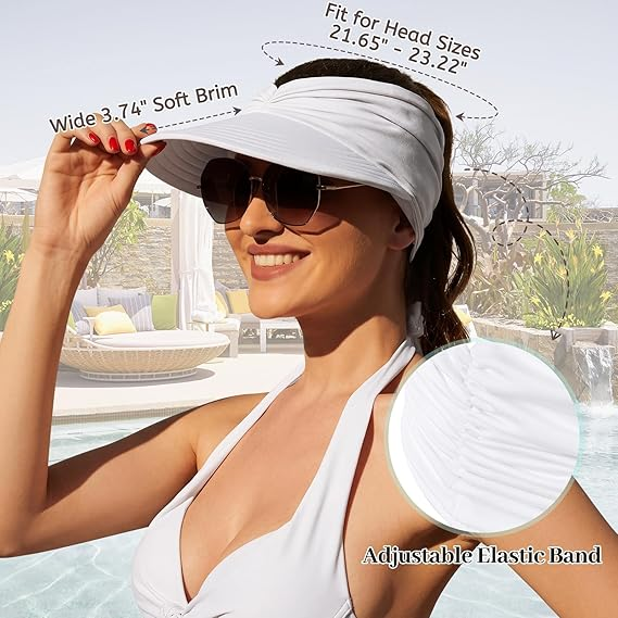 Women's UPF 50+ UV Protection Sun Visor Hat | That Girl Aesthetic High Ponytail Wide Brim Hat | Birthday Gift for Her Beach Golf Hiking Outdoor Daily Casual — image 2