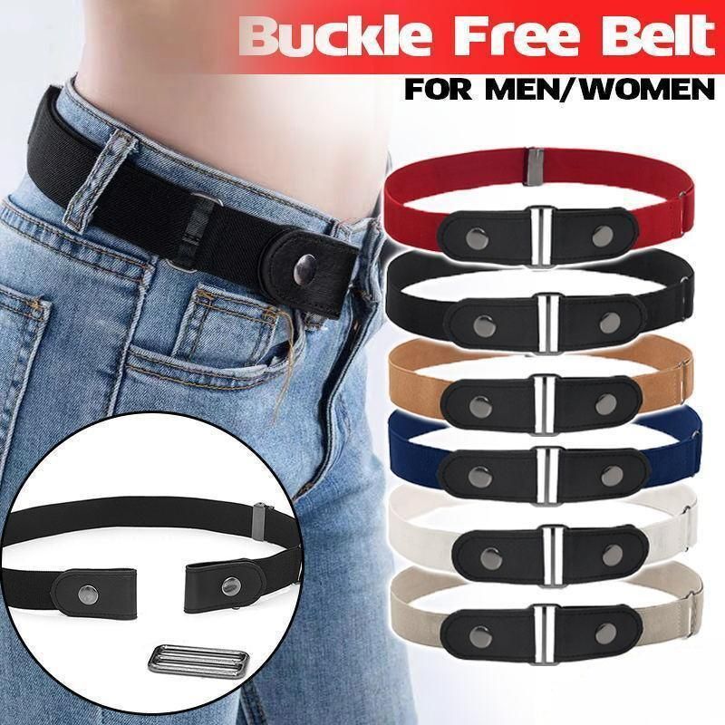 Buckle-Free Elastic Invisible Comfortable Womens No Bulge Hassle Belt For Jeans - Red — image 2