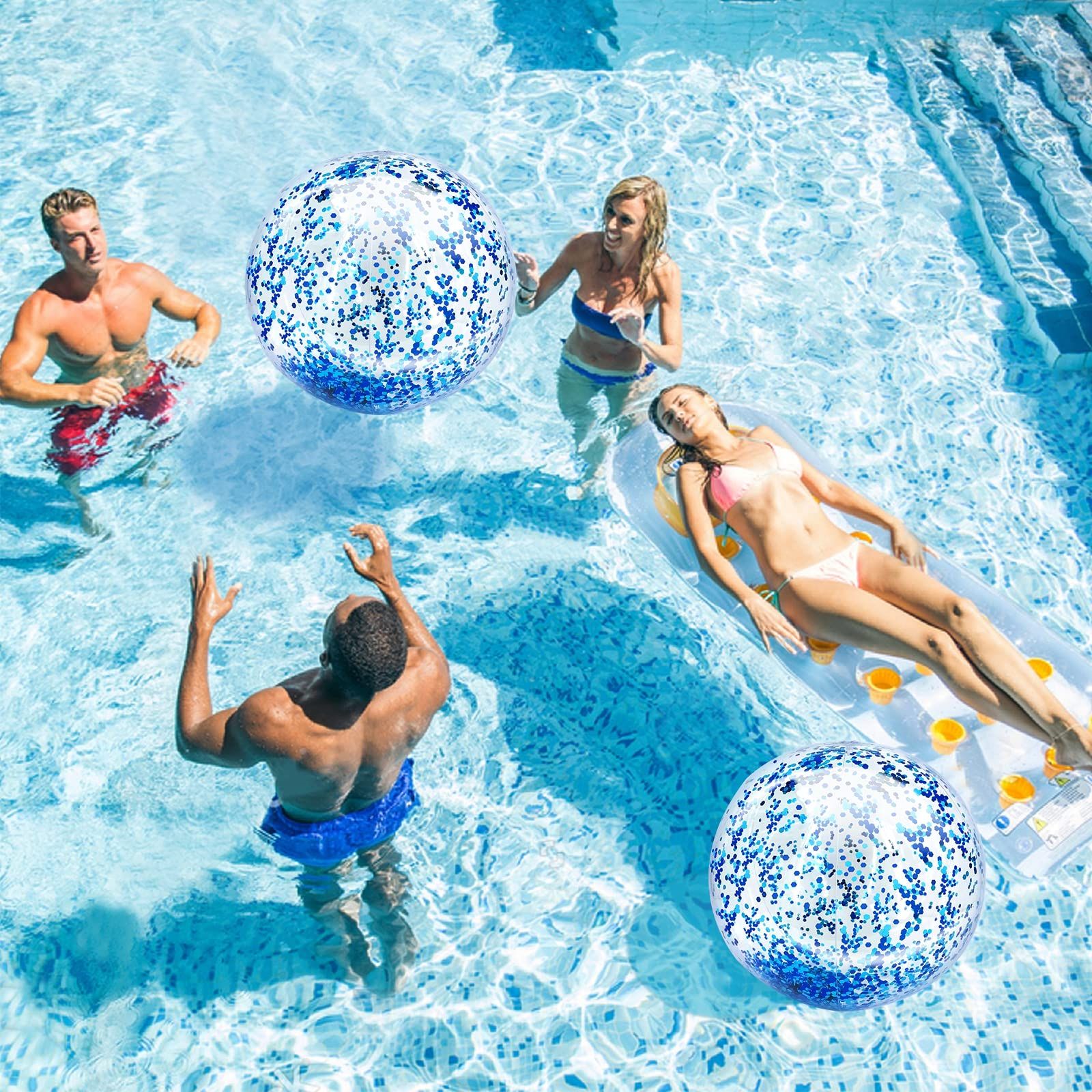 6 Pcs 23.6 Inch Jumbo Sequins Beach Ball Pool Toys Balls Glitters Inflatable Clear Beach Ball Swimming Pool Water Beach Toys Outdoor — image 4