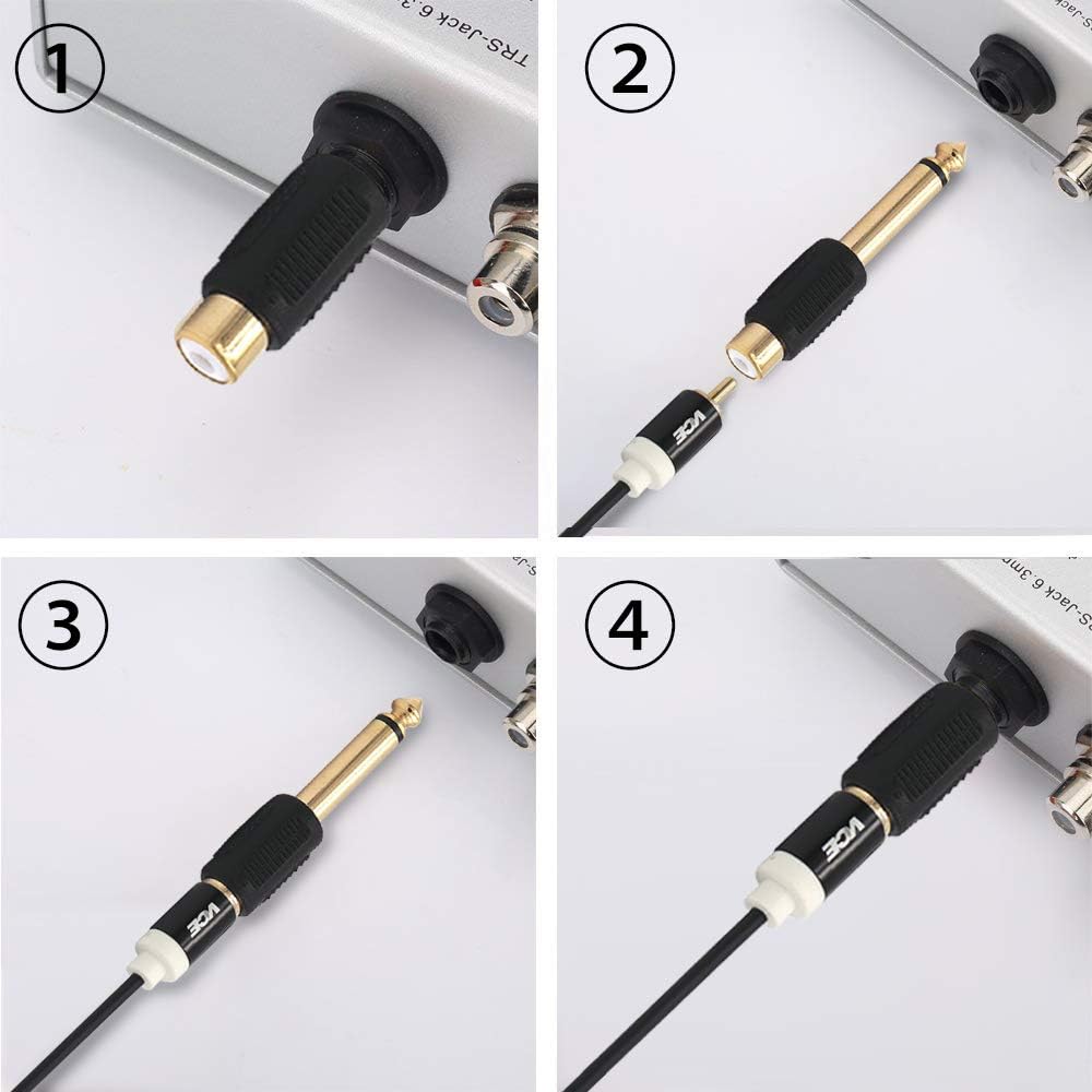 Audio Adapter 6.35mm Mono Male to RCA Female Cable Connector 6-Pack Compatible with Audio Equipment โ image 3