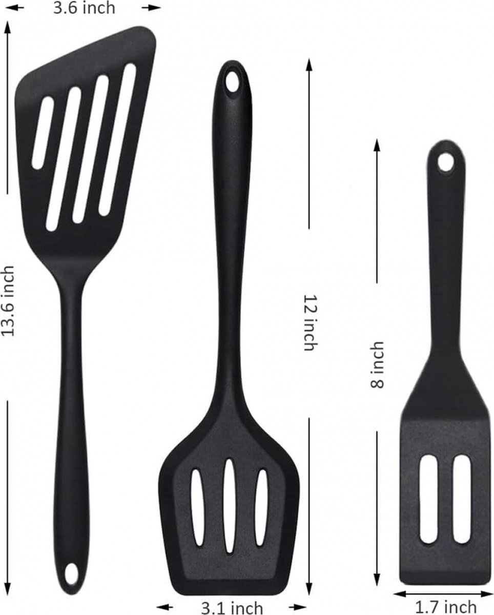 Spatulas - 3 pieces - Spatula Silicone - BPA free - Non-stick coating Silicone Cooking Utensil Set, Slotted spatula, heat resistant spatula, fish spatula — image 5