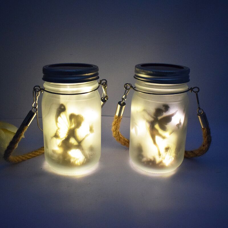 2 Pack Solar Lantern Fairy Lights, Garden Ornament Lights - Outdoor Hanging Frosted Glass Mason Jar Lights (Warm) โ image 4