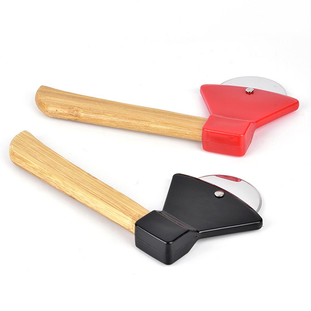 Axe Pizza Cutter with Bamboo Handle Pizza Wheel Grater Rotating Blade Pizza Knife โ image 2