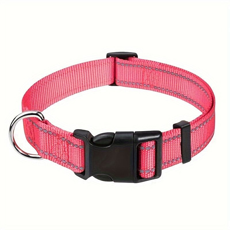 Reflective Dog Collar with Adjustable Nylon Webbing β Safe & Visible Pet Gear for Walks, Outdoor Adventures, and Nighttime Visibility (S, Red) β image 3
