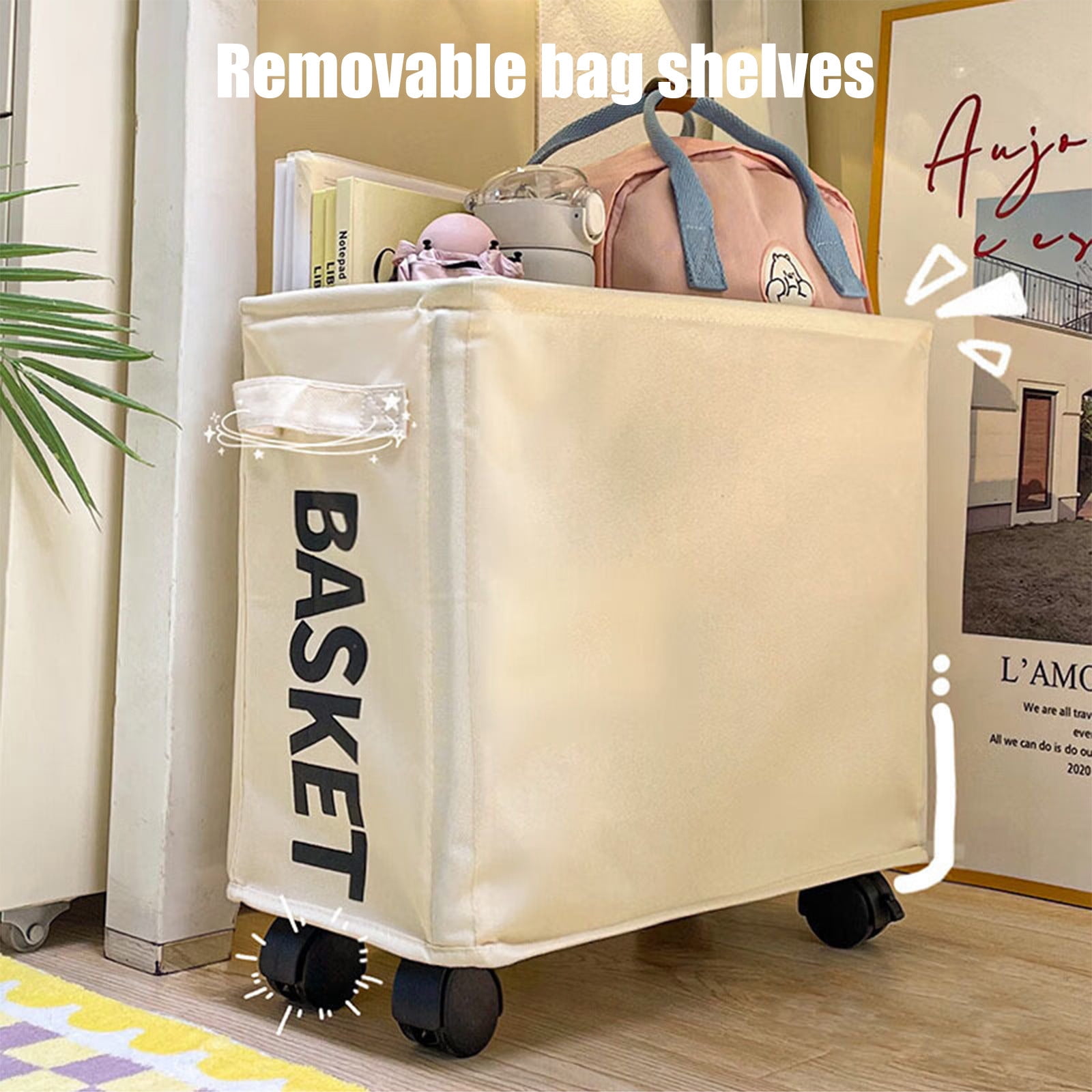 Laundry Baskets with Wheels and Handle, Collapsible Laundry Baskets, Clothes Laundry Basket with Removable Wash Bags for College Dorm, Rolling Laundry Hamper โ image 4