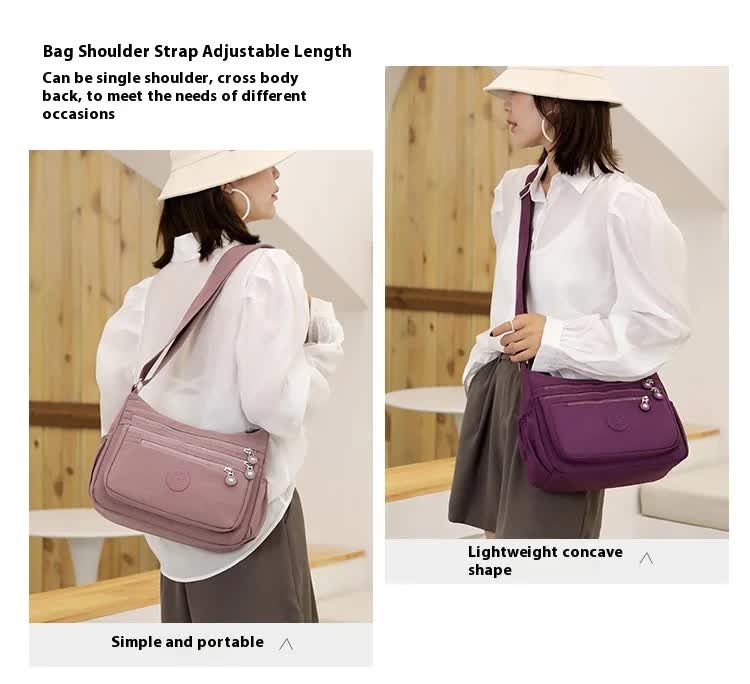 Women's Lightweight Nylon Crossbody Bag Waterproof Multi Pocket Shoulder Purse Travel Messenger Grey — image 3