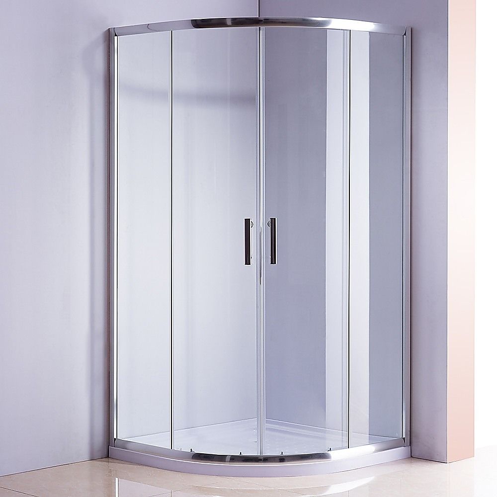 90 x 90cm Rounded Sliding 6mm Curved Shower Screen with Base in Chrome โ image 2
